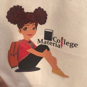 College Material Tote Bag cream color medium size